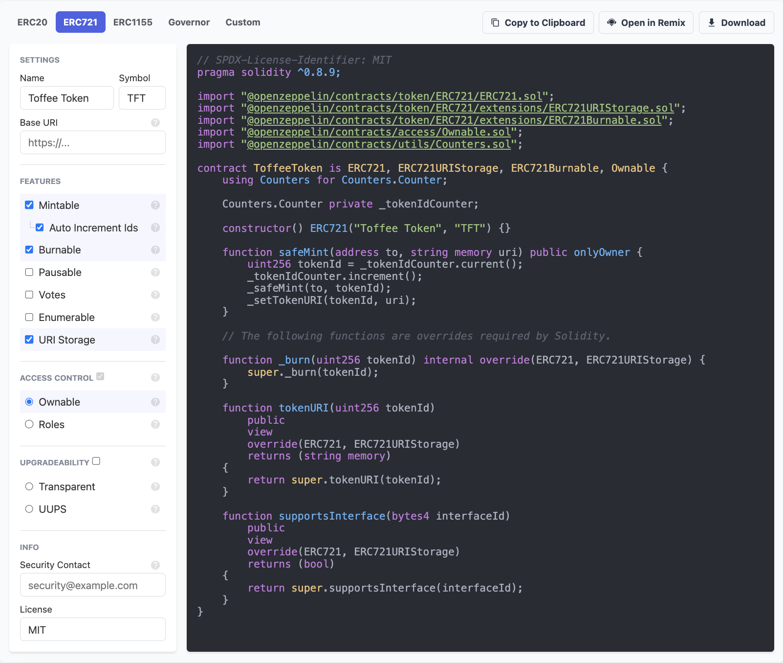 The end-product NFT source code