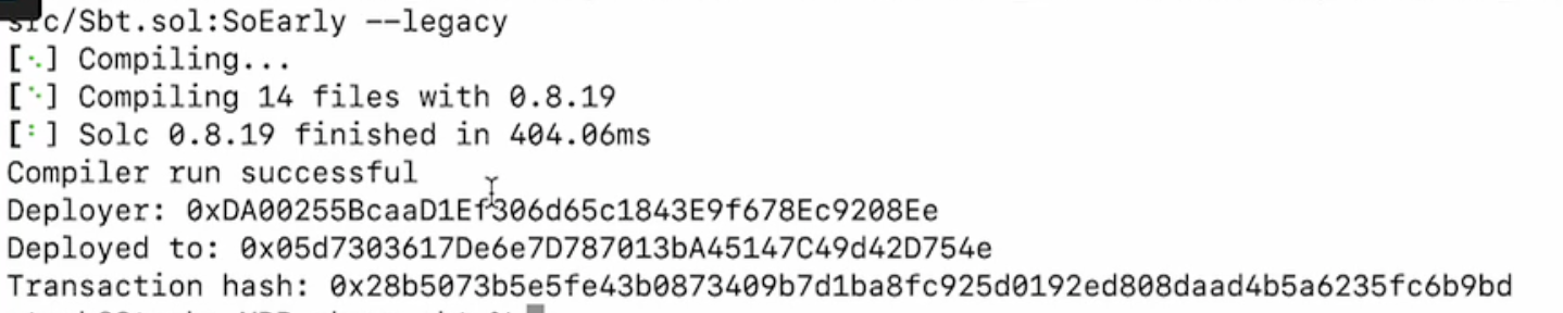 Successful Deploy Sbt.sol